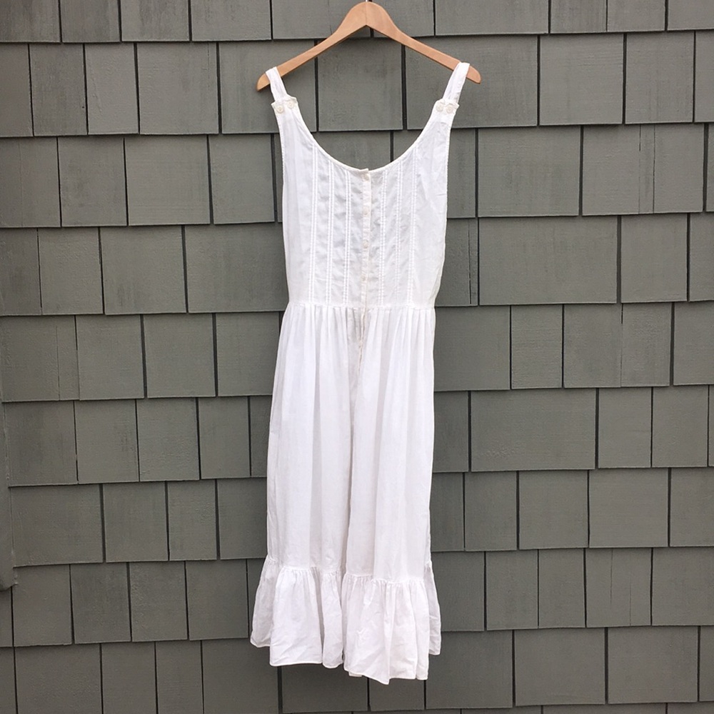 Vintage cotton slip dress, low back, ruffle hem